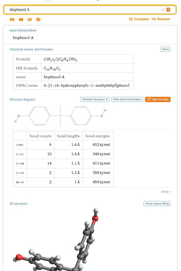 Suchergebnis von Wolfram Alpha für Bisphenol A